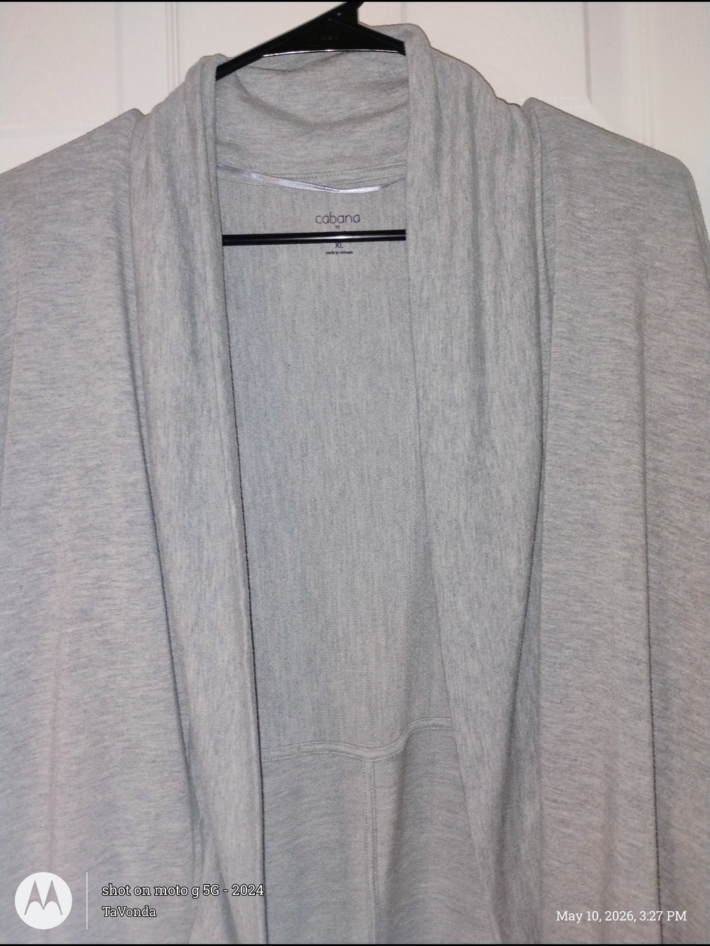 Cabana Light Gray Open-Front Women's Cardigan PTP 30-32"